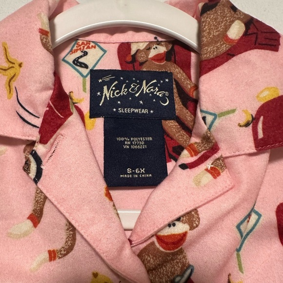 Brand New Nick & Nora Sock Monkey Kids Pajamas in S-6X - Picture 3 of 6